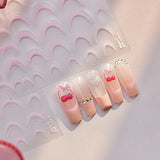 Qfdian 1pcs White 5D Pearl Lace Wave Lines Nail Art Stickers Elegant Exquisite Nail Decoration Decals DIY Self Adhesive Transfer Slider