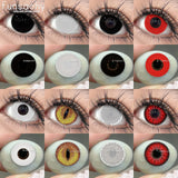 Qfdian  Cosplay VAMPIRE Contact Lenses for Halloween Eyes Lens Strange Colored Contacts Lens Blind Black Mesh White Cosplay Len