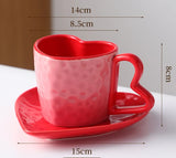 Qfdian  300ml Heart Shape Ceramic Mugs Creative Oatmeal Breakfast Mug Drinkware Set Kitchen with Heart Shape Handle Lovely Festival Gift