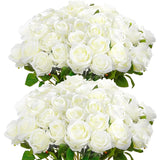 50 Pcs Velvet Rose Artificial Rose Flowers Real Touch Fake Roses Florals for Valentine's DIY Wedding Bouquet Party Home Decor