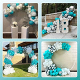 Qfdian  101pcs Blue, White, Sliver Balloon Arch Garland Kit for Ocean Theme Wedding Bridal Shower Princess Party Girl Birthday Shower
