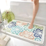 Qfdian 1pc 40*60cm Cute Flower Bathroom Rug, Machine Washable Bathroom Floor Mat, Extra Soft Absorbent Non-Slip Bath Rug