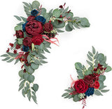 Artificial Wedding Arch Flowers Kit Boho Dusty Rose Blue Eucalyptus Garland Drapes for Wedding Decorations Welcome Sign