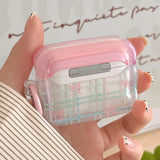 Qfdian INS Pink Ribbon Wave Shell For Airpods 1/2 3 4 Clear Soft Earphone Case For AirPods Pro 2 2nd Wireless Earphone Protective Cover