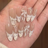 Qfdian 24pcs Simple Almond False Nails Sets Blush Design Press on Nails Art Datachable Short Oval Fake Nail with Jelly Glue Manicure