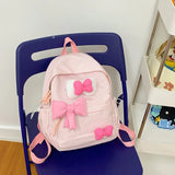 Qfdian Streetwear Travel Backpacks for Women Students Fashion All Match Trendy Schoolbags Sweet Y2k Aesthetic Plaid Kawaii Bow Backpack