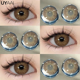 Qfdian 1 Pair Colored Contact Lenses for Eyes Natural Fashion Lenses Gray Beauty Pupils Blue Eye Lenses Cosmetics Soft Lenses