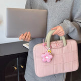 Qfdian  Luxury Design Quilted Vintage Top-Handle Bags Casual All Match 14 Inch Laptop Bag Fashion Y2k Aesthetic Simple Women's Handbags
