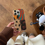 Qfdian Vintage montage ins phone case for iphone 14promax 15pro 13 16 15 12 pro max 16promax 13pro 14 leopard zebra stripes amber cover