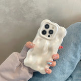 Qfdian Pearl White Bubble Wave Curly Edge Case For 16 13 14 12 11 15 Plus Soft Silicone Glossy Phone Cover Shell