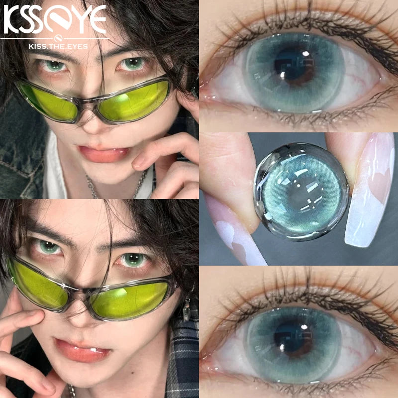 Qfdian 1 Pair HOt Product Color Contact Lenses with Diopter Myopia Eyes Halloween High Quality Contact Lenses Purple Green Lense