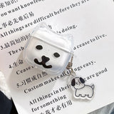 Qfdian Lnteresting Transparent Line Dog Pattern Hard Silicone Headphone Protection Case for AirPods 1 2 3 4 Pro 2 Shell Cute Cat Cover