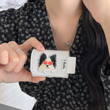 Qfdian Cute cartoon embroidery leather earphone case for apple airpods pro pro2nd 3 pure color summer charing box cover for airpod 1 2