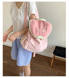 Japanese Letter Embroidery Schoolbags Y2k Aesthetic Student Casual Travel Backpacks Contrast Color Sweet Kawaii Bags for Women