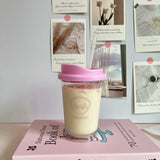 Qfdian  Korea Simple Iced American Coffee Cup Tritan Plastic Water Bottle For Women Transparent Coffee Cup Office Milk Matcha Tea Drink