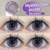 Qfdian  2PCS Myopia Beauty Colored  Contact Lenses Purple Halloween Makeup Lens Fashion Pupils Big Eye Lenses Natural Blue Lense