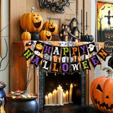 Qfdian  Halloween Decorations - Happy Halloween Banner HALLOWEEN Party Decorations for Indoor Outdoor - Trunk or Treat Backdrop Garland