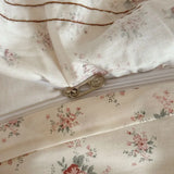 Qfdian 100% Cotton Pastoral Floral Print Ruffles Bow Princess Bedding Set Queen King Duvet Cover Set Bed Sheet/Fitted Sheet Pillowcases