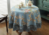 Qfdian  European Dustproof Tassel Table Cloth Embroidery Tablecloth Round Dining Desk Retro Table Cover Cloth Living Room Decor