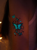 Qfdian  15pcs Luminous Glowing Waterproof Temporary Tattoo Sticker Fresh Wing Butterfly Animal Fake Tatto Flash Tatoo for Women men