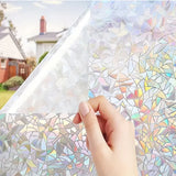 Qfdian Non adhesive detachable electrostatic adhesive window privacy film rainbow colored glass film curtain sticker reflective home