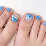 Qfdian  24pcs Colorful Painted Watermelon Fake Toenails Little Fresh Summer Beach Wearable False Toenail Shiny Diamond Press On Toenails