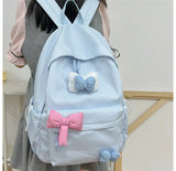 Qfdian Streetwear Travel Backpacks for Women Students Fashion All Match Trendy Schoolbags Sweet Y2k Aesthetic Plaid Kawaii Bow Backpack