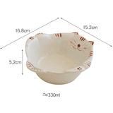Qfdian  Ceramic salad bowl, creative hand drawn kitten bowl, 330ml/11oz cute fruit salad bowl