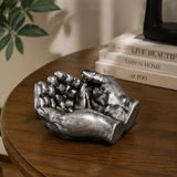 Qfdian  Bronze Silver Hand Ashtray Resin Sculpture Creative Hand Bowl Decorative Tray Home Desk Ornament Luxury Gift