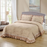 Qfdian 3/5Pcs Luxury European Knitted Cotton Embossing Quilted Bedspread, Bed Cover, Mattress Topper Coverlet, Bed Sheet, Pillowcases