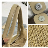 Qfdian Large capacity simple casual armpit bag, fashionable woven bag, beach shoulder bag