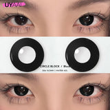 Qfdian 1 Pair Cat Eyes Crazy Lenses Vampire Lenses for Halloween Cosplay Eye Contacts White Lenses Anime Black Colored Lenses