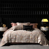 Qfdian Premium 1000TC Egyptian Cotton Yarn-dyed Jacquard Luxury Bedding Set Duvet Cover Flat/Fitted Bed Sheet Pillowcases 4Pcs