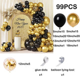 Qfdian  Black Gold Silver Balloon Garland Arch Kit Metallic Gold Chrome Silver Balloons Graduation Birthday Party Decorations New Year