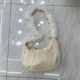 Sweet Y2k Aesthetic Drawstring Pleated Crossbody Bag Vintage Simple All Match Shoulder Bags Casual Ruffled Gauze Women Handbags