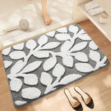 Qfdian  Water-absorbent Anti-slip Bath Mat Flocked Thickened Microfiber Bathroom Rug Carpet Bathroom Door Quick-drying Foot Mat
