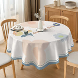 Qfdian  1PC New Simple Style Round Table Cloth Waterproof Oil-proof Anti-scalding Wash-Free PVC Table Cloth Scratch-resistant Durable