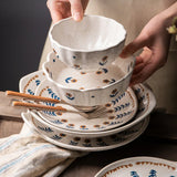 Qfdian  Japanese Hand-painted Flower Tableware, Ceramic Dessert Dishes, Dessert Pastry, Heart, amphora Plate, Lace Bowl, Retro, Creative