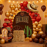 Qfdian  107Pcs Cowboy Rodeo Balloon Garland Kit |   Red & Gold Western Party Decor for Fiesta & Birthdays 🎈