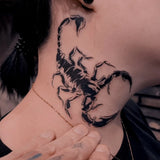 Qfdian  Scorpion Tattoo Sticker Temporary Tattoo Black Grey Wild Dark Cool Design Waterproof Long Lasting Ear Neck Side for Men Women