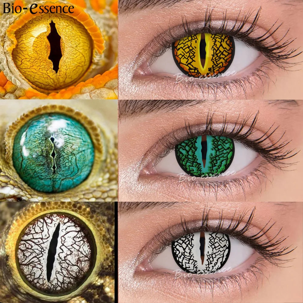 Bio-essence 1 Pair Cosplay Contact Lenses for Eyes Halloween Cat Eye Contacts Anime Accessories Snake Eye Lenses Lizard Lenses