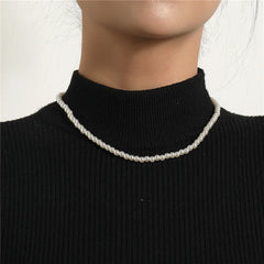 2024 Trend Elegant White Imitation Pearl Beads Choker Clavicle Chain Necklace For Women Wedding Jewelry Choker Collar