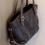 Qfdian High-capacity Pu Leather Simple Casual Shoulder Bags Women Vintage Y2k Aesthetic Shoulder Bags All Match Streetwear Underarm Bag