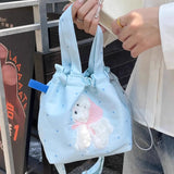 Qfdian  Casual All Match Ins Shoulder Handbags Kawaii Cute Cartoon Flocking Dots Top-Handle Bags Women Sweet Y2k Aesthetic Mini Clutches