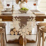 Qfdian  European Style Tassel Table Runner Embroidered Lace Table Flag Long Strip Fabric Cover TV Cabinet Dining Table Cloth Decoration