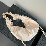 Streetwear Solid Ins Casual Women's Handbags Y2k Aesthetic All Match Pleated Shoulder Bags Korean Fairy Chic Simple Underarm Bag
