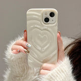 Qfdian Love Heart Matte silver Silicone Shockproof Protection Back Cover For iPhone 15 Pro Max 13 Pro 12 11 14 Fashion Girls Phone Case