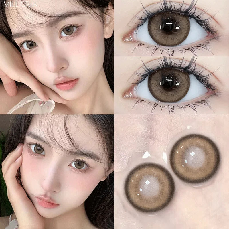 Qfdian 2PCS Yearly Use Colored Contact Lenses for Eye Natural Pupils Grey Contact Lenses Beauty Cosmetics High Quality Lens