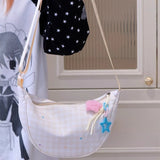 Qfdian  Luxury Design Sweet Y2k Aesthetic Crossbody Bag Women Contrast Color Plaid Handbags Fashion Kawaii Girls Cellphone Shoulder Bags