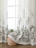 Qfdian  White Transparent Palm Tree Print Pattern Curtains, Suitable For Living Room And Bedroom Light-transmitting Hazy Door Curtain